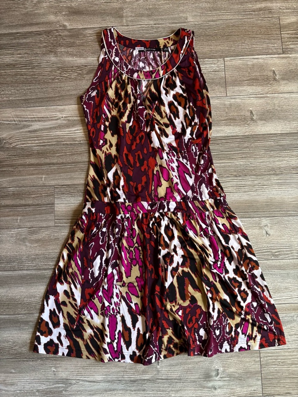 Milano Leopard Print Midi Dress in Burgundy, Magenta, Tan, Black